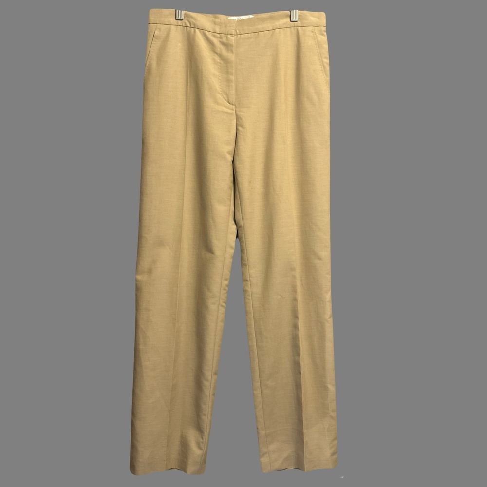 Max Mara Straight Leg Trousers Cotton Pants Womesn US 12 Tan Beige Quiet Luxury